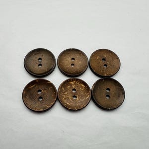 Botones de cáscara de coco pulidos: 20 mm, marrón, ecológicos