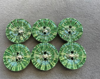 Jewel buttons green gem effect 18mm a set of 6