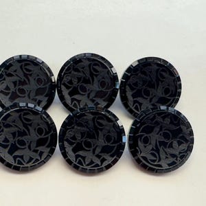 Black buttons 19mm a set of six textured glossy finish