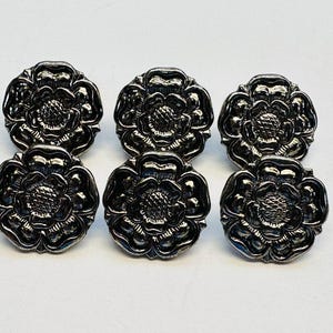 Botones Tudor Rose tono plata de Dill 19 mm, juego de 6