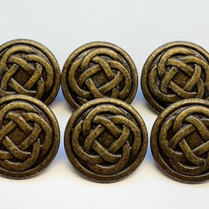 Botones celtas de metal con efecto oro envejecido de Dill, 23 mm, juego de 6