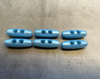 Toggle buttons pale blue pearly finish 30mm a set of 6