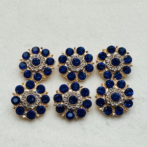 5 Stück 12mm Kristall Knöpfe - Strassblüten Mit Metallbasis Für Handarbeit