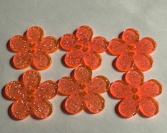 オレンジの花ボタン、花形、4つの穴、カーディガンドレスブラウス用