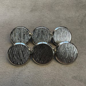 Metal blazer buttons in a silver-tone textured design 20mm  a set of 6
