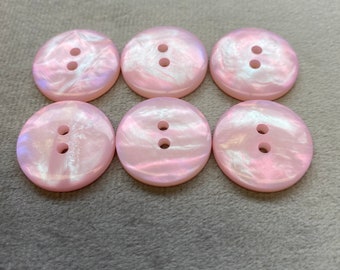 Iridescent buttons pastel pink 20mm a set of 6