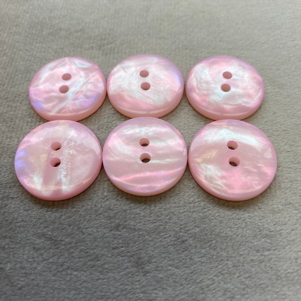 Iridescent buttons pastel pink 20mm a set of 6