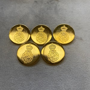 Blazer buttons gold tone metal shield design 24mm a set of 6