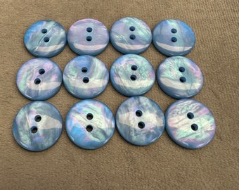 Iridescent buttons blue pearly finish 17mm a set of 12