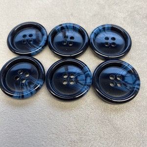 Suit buttons navy blue ombre 25mm a set of 6 glossy finish available in other sizes