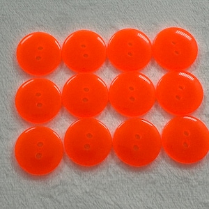 Botões neon laranja 18 mm conjunto de 12 com acabamento brilhante