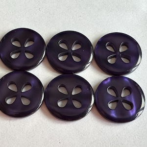 Hand-Dyed Midnight Blue Buttons: Pearlized Petal Design, Set of 6