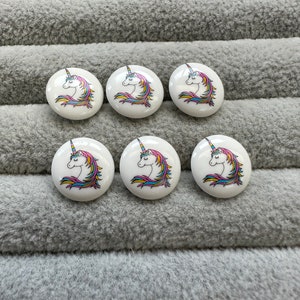 Unicorn buttons white with rainbow mane by Dill 13mm a set of 6