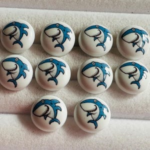 Shark Buttons: Novelty Blue Design, 15mm (Set of Ten) Inspired by Cornwall