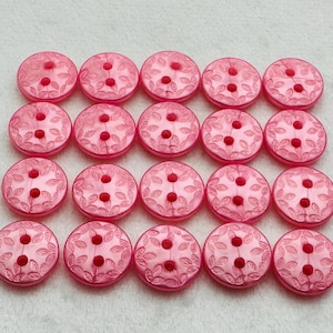 Light pink buttons 12mm a set of twenty etched leaf design