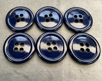 Clown buttons navy blue glossy finish 30mm a set of 6