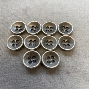 Metal buttons silver tone matt finish 12mm a set of 10