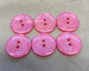 Iridescent buttons pink pearl finish 20mm a set of 6