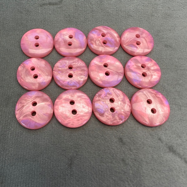 Iridescent buttons pink candy tone 17mm a set of 12