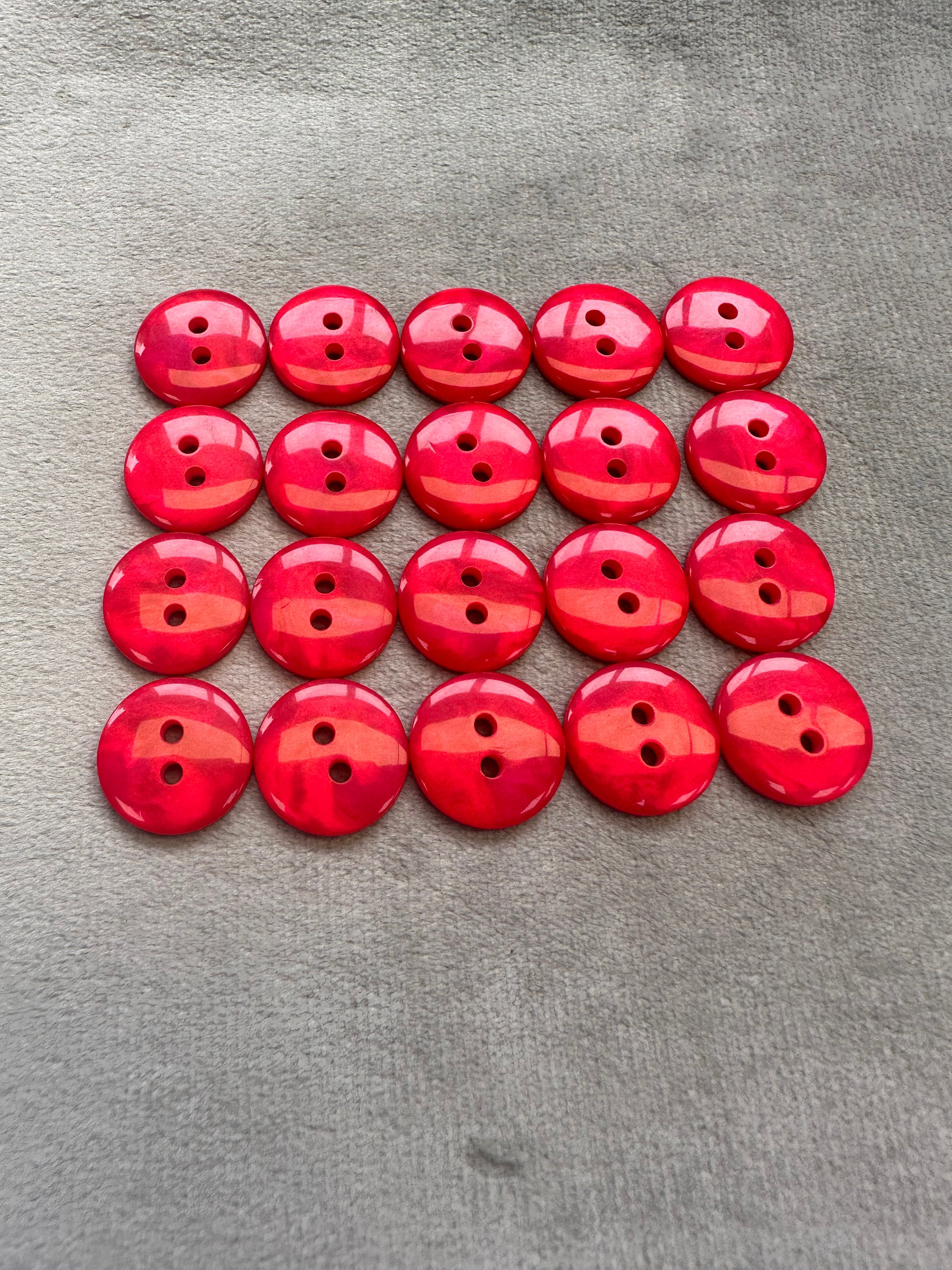 30 Clear Buttons Clear Red Buttons Assorted Sizes Buttons 