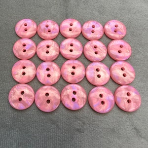Iridescent buttons candy pink 15mm a set of 20