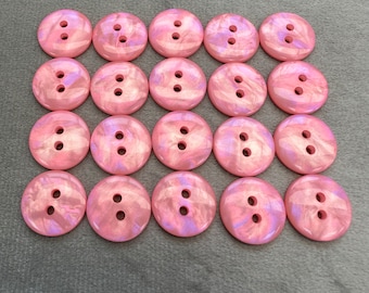 Iridescent buttons candy pink 15mm a set of 20