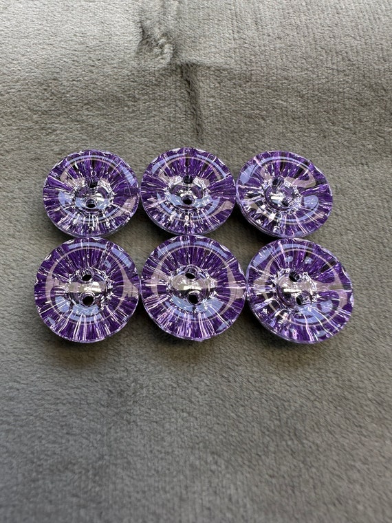 Botones joya lila con respaldo laminado 18 mm un juego de 6 