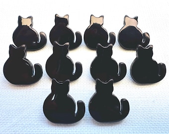 Cat Buttons 18mm Black Novelty – Sewing & Knitting Buttons – Set of 10