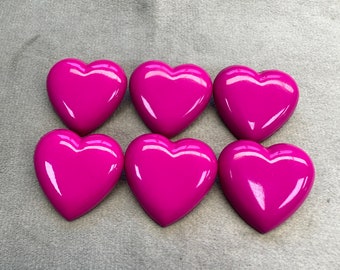 Heart buttons cerise pink glossy finish 26mm a set of 6