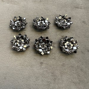 Rhinestone buttons black sparkling design 22mm a set of 6 image 2