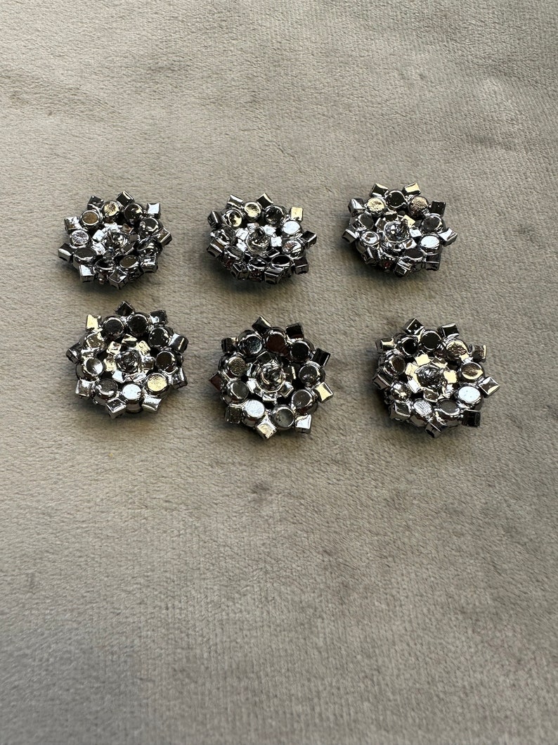 Rhinestone buttons black sparkling design 22mm a set of 6 image 2