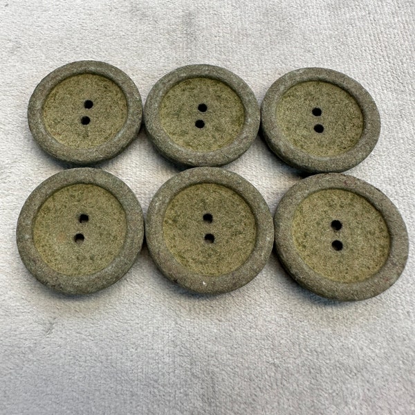 Flocked buttons olive green 27mm a set of 6