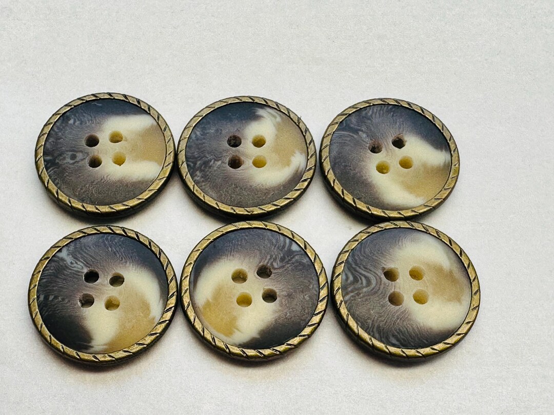 Obre Buttons Brown Ombre Buttons With Aged Gold Border (set of 6) - Etsy