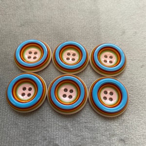 Glossy buttons rainbow layered effect 19mm a set of 6