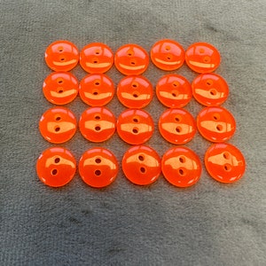Botões neon laranja acabamento brilhante 12 mm conjunto com 20