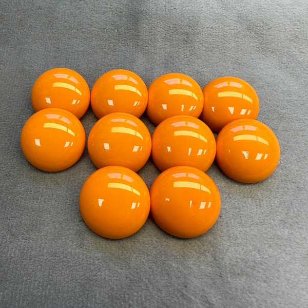 Half ball buttons bright orange glossy finish 20mm a set of 10