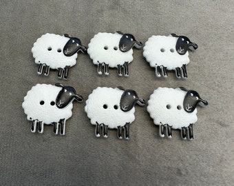 Sheep buttons black and white by Dill 23mm a set of 6