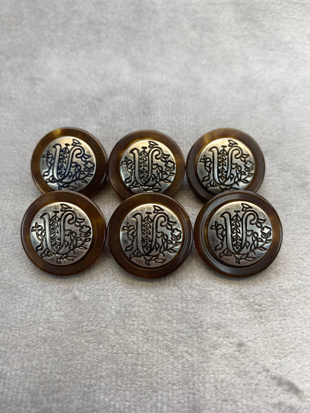 Metal Buttons Silver Tone With Faux Tortoiseshell Border 19mm a Set of ...