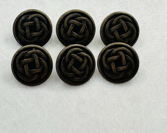 Bronze Celtic Knot Buttons – 15mm Sleeve, cardigan & Overshirt Buttons – Set of 6 metal