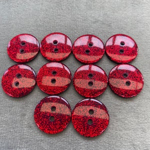 Glitter buttons red glossy finish 17mm a set of 10