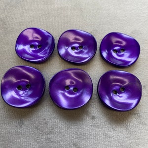 Glossy buttons purple satin finish 24mm a set of 6