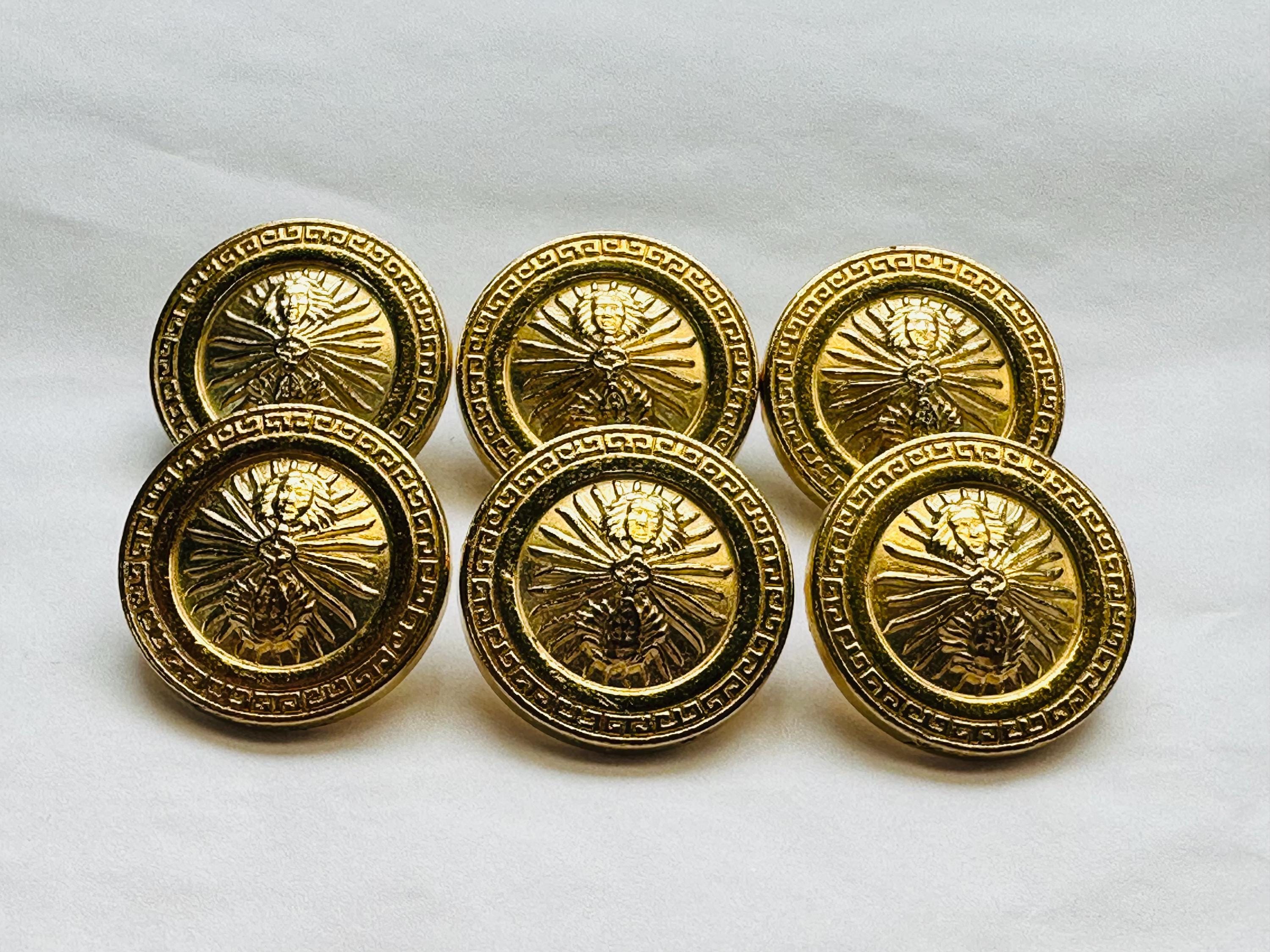 Lot De 4 Gros Boutons Vintage En Résine Dorée - 45 Mm - Pour Vestes, Manteaux Et Tricot