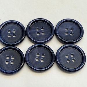 Navy buttons 20mm a set of six ombre suit style for jackets, blazers, fashion projects and crafts.