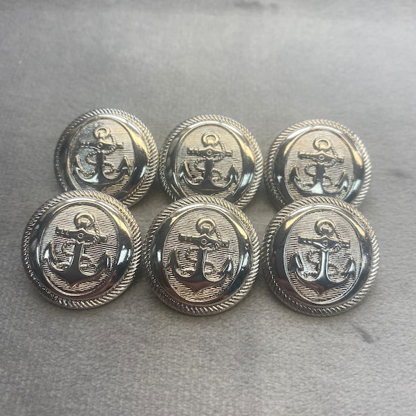 Boutons d'ancrage en métal ton argent 22mm un ensemble de 6