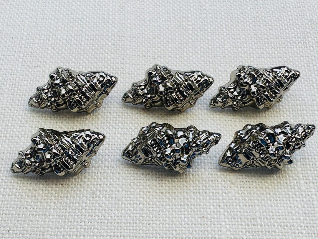 Metal Shell Buttons 22mm on a Shank Silver-tone a Set of Six Cornish ...