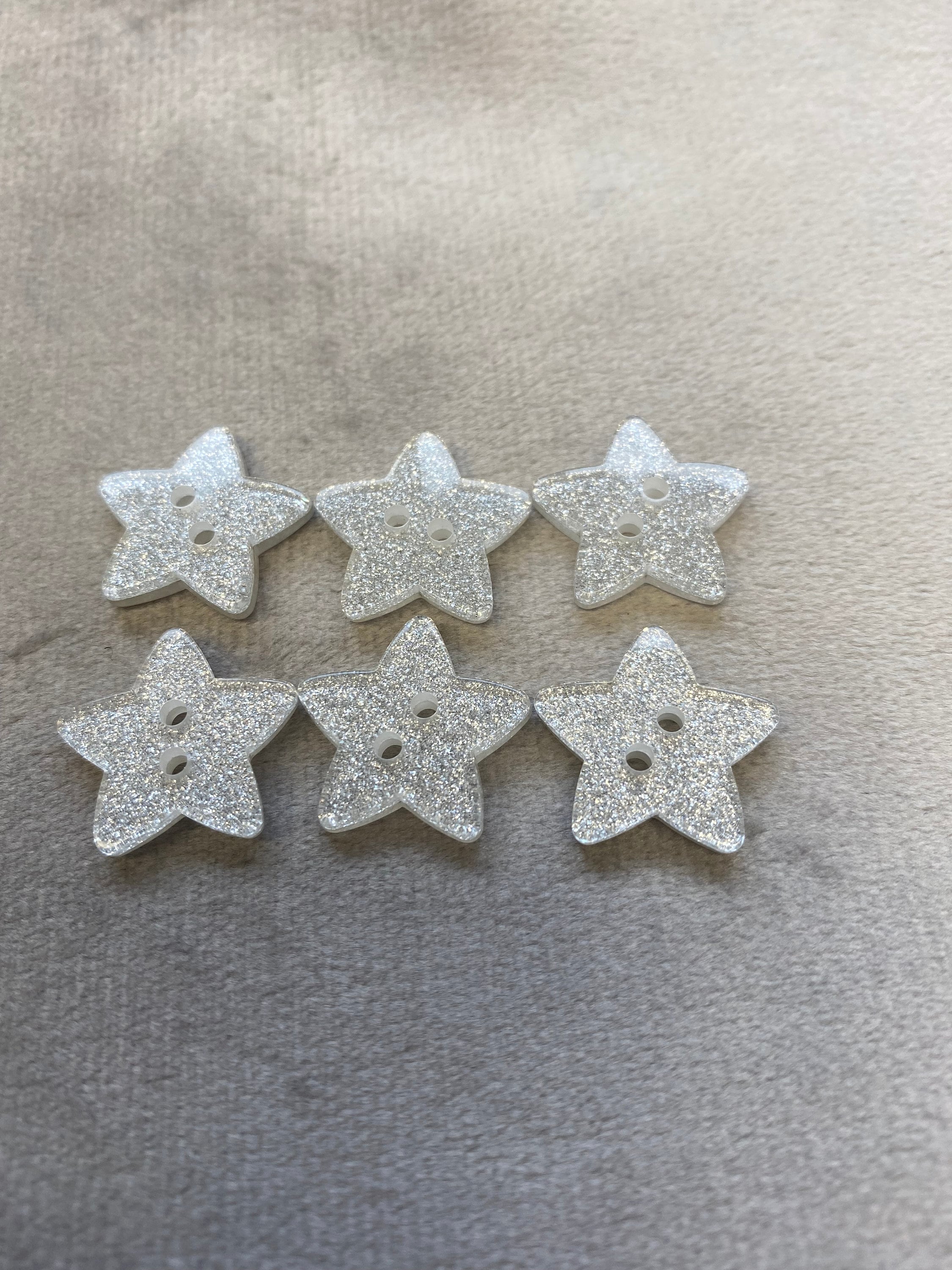 Glitter Star Buttons Silver and Clear 17mm a Set of 6 - Etsy