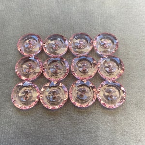 Bottoni lucidi rosa trasparenti 13 mm set da 12