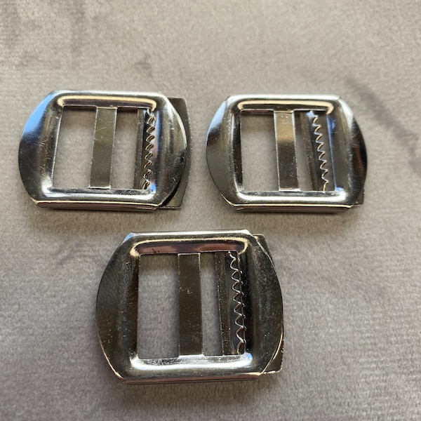 Waistcoat buckles silver tone metal a set of 3