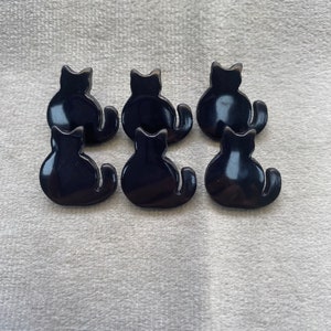 Novelty black cat buttons 18mm a set of 6