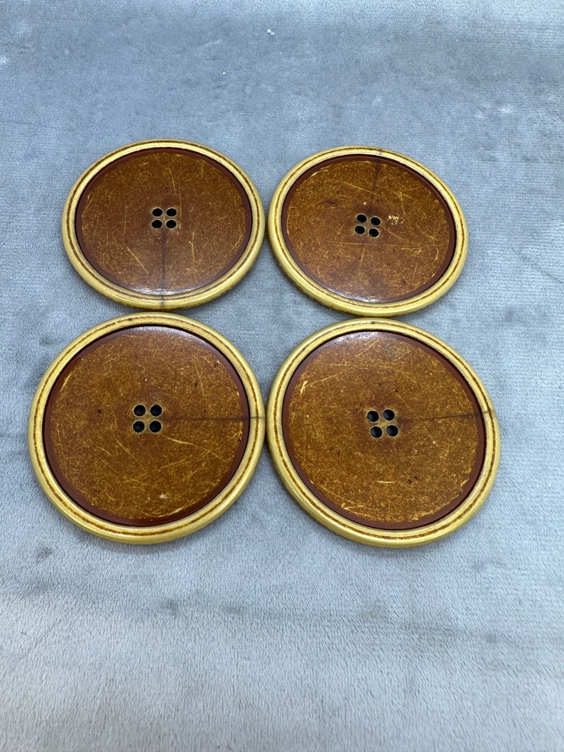 Large buttons gold tone distressed effect 52mm a set of 4 image 1